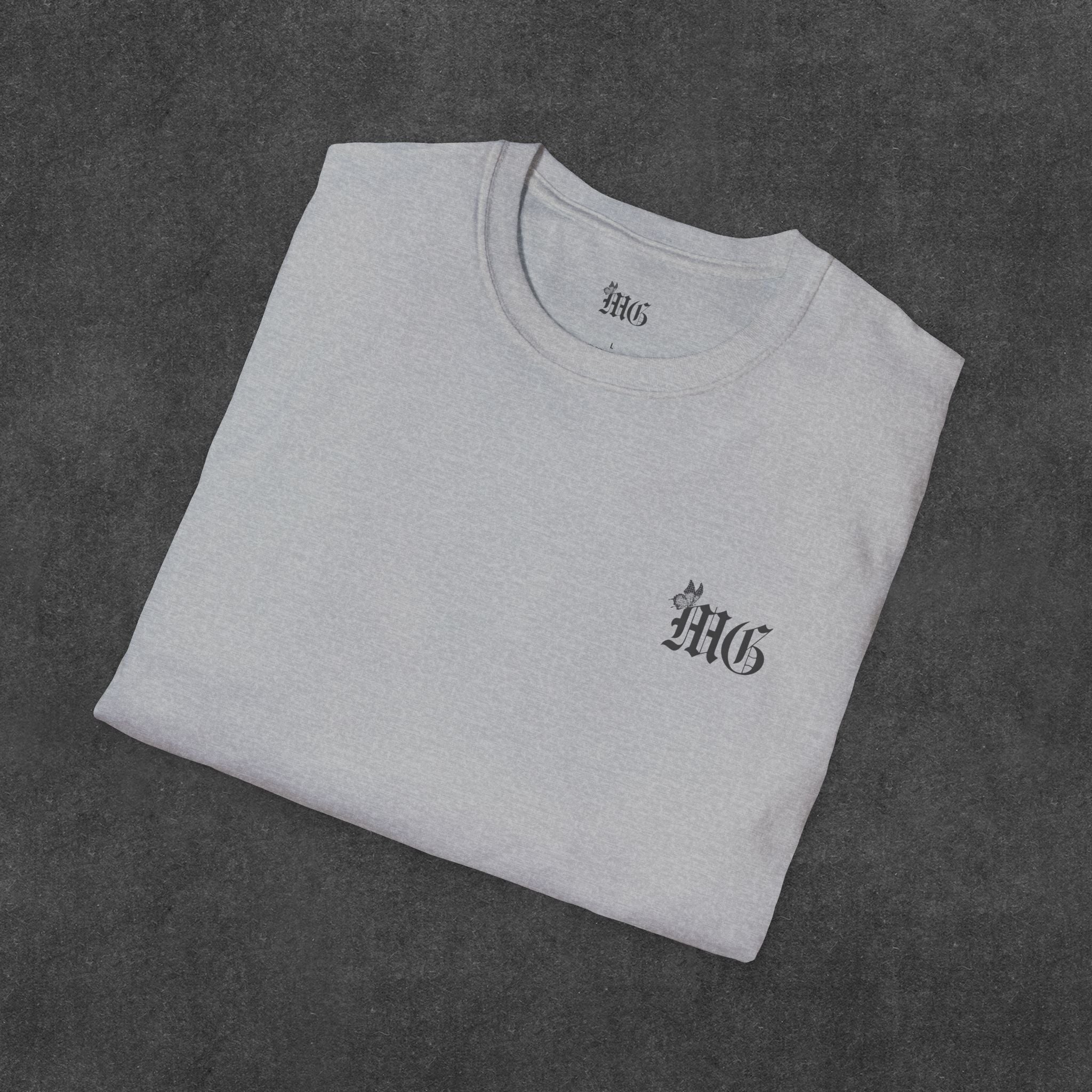 Mel Blux Gothic Script Dove T-Shirt.