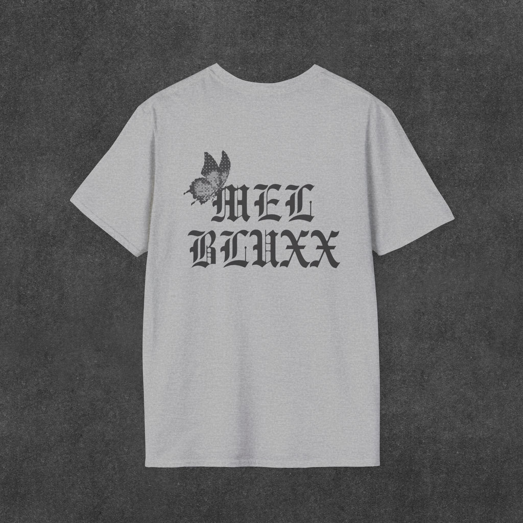 Mel Blux Gothic Script Dove T-Shirt.