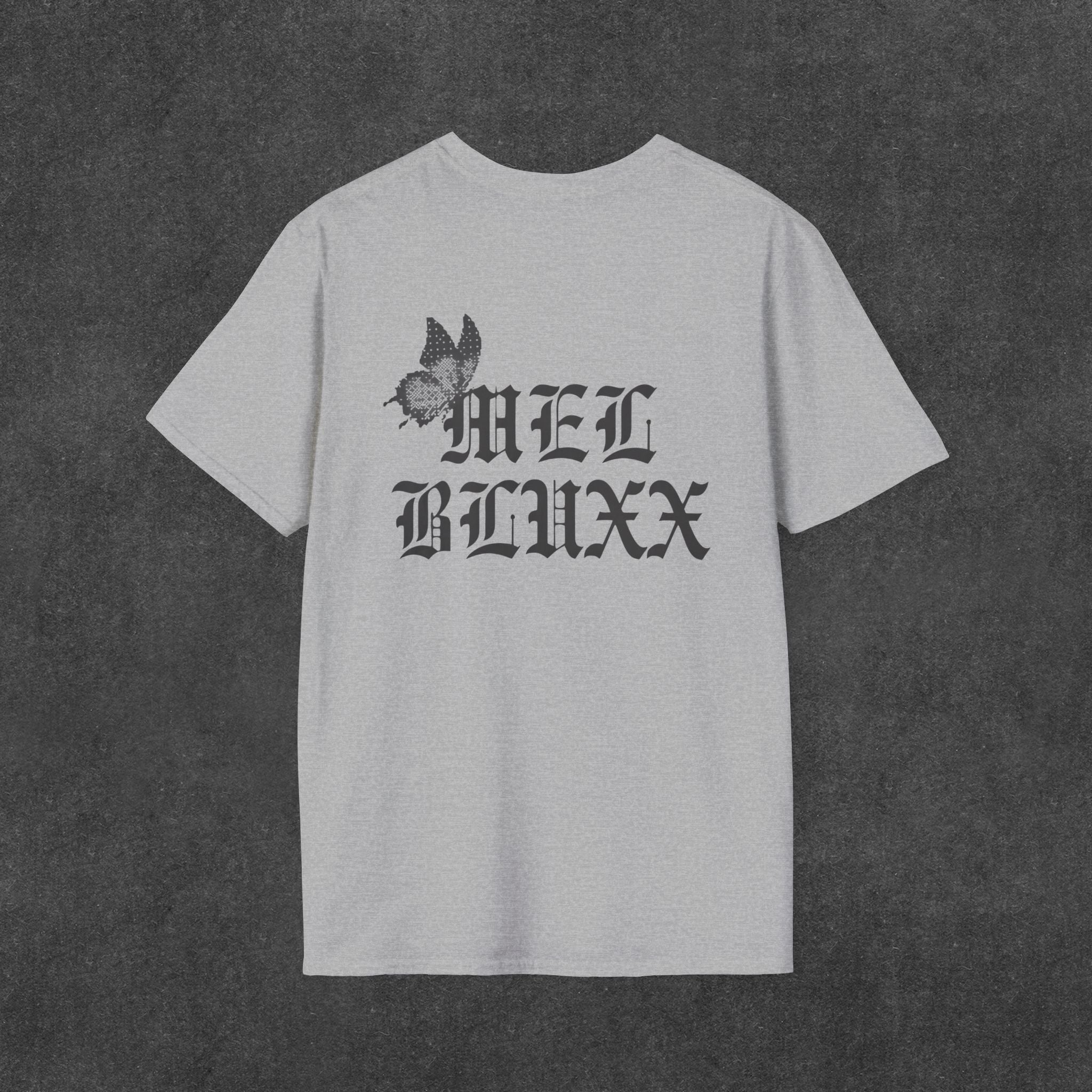 Mel Blux Gothic Script Dove T-Shirt.