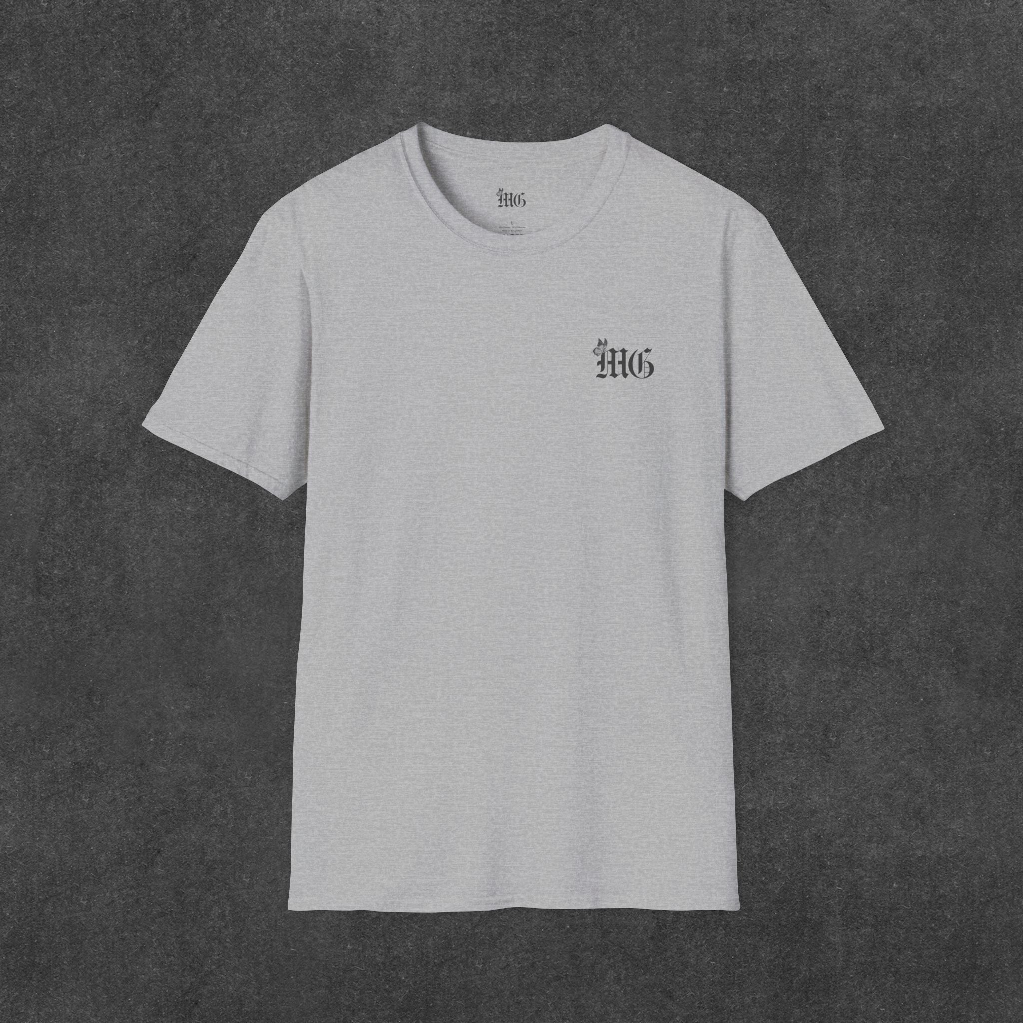 Mel Blux Gothic Script Dove T-Shirt.